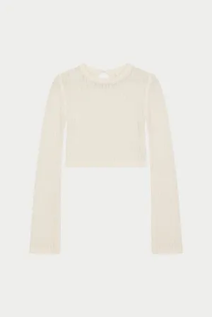 LADDER KNIT LONG SLEEVE TOP - CREAM