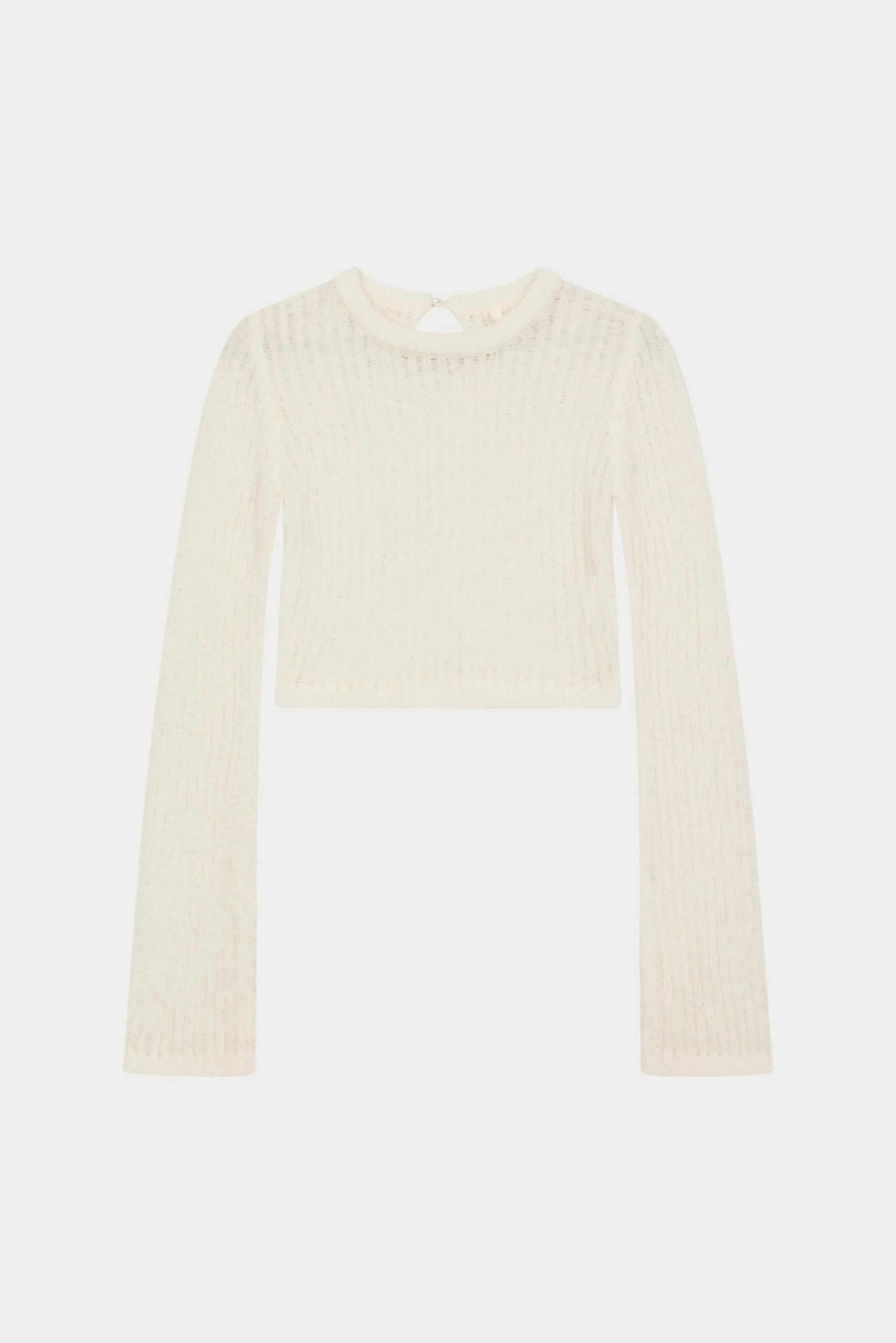 LADDER KNIT LONG SLEEVE TOP - CREAM