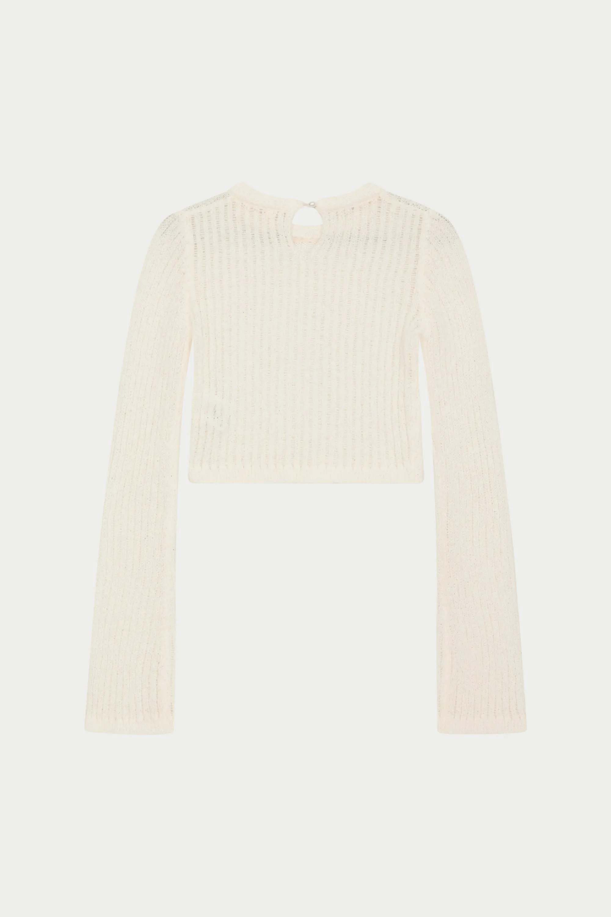 LADDER KNIT LONG SLEEVE TOP - CREAM