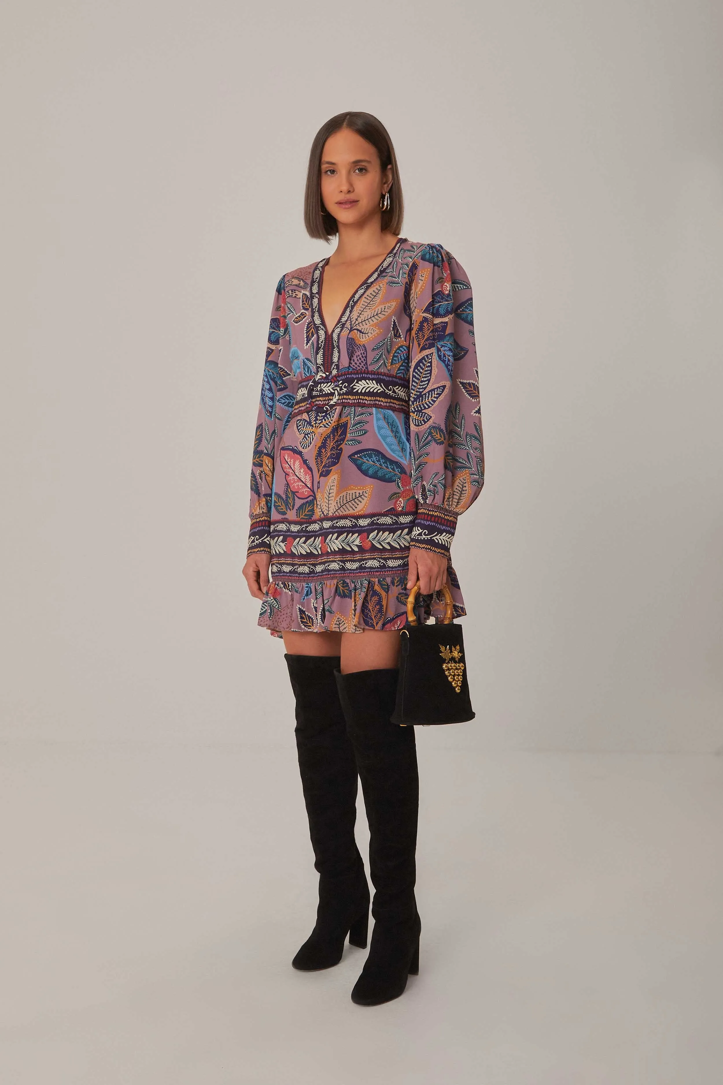 Lavender Wild Night Long Sleeve Mini Dress