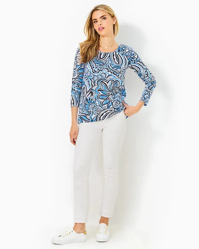 Lilly Pulitzer Etta Scoop Neck Long Sleeve Top Resort White Give It A Whirl