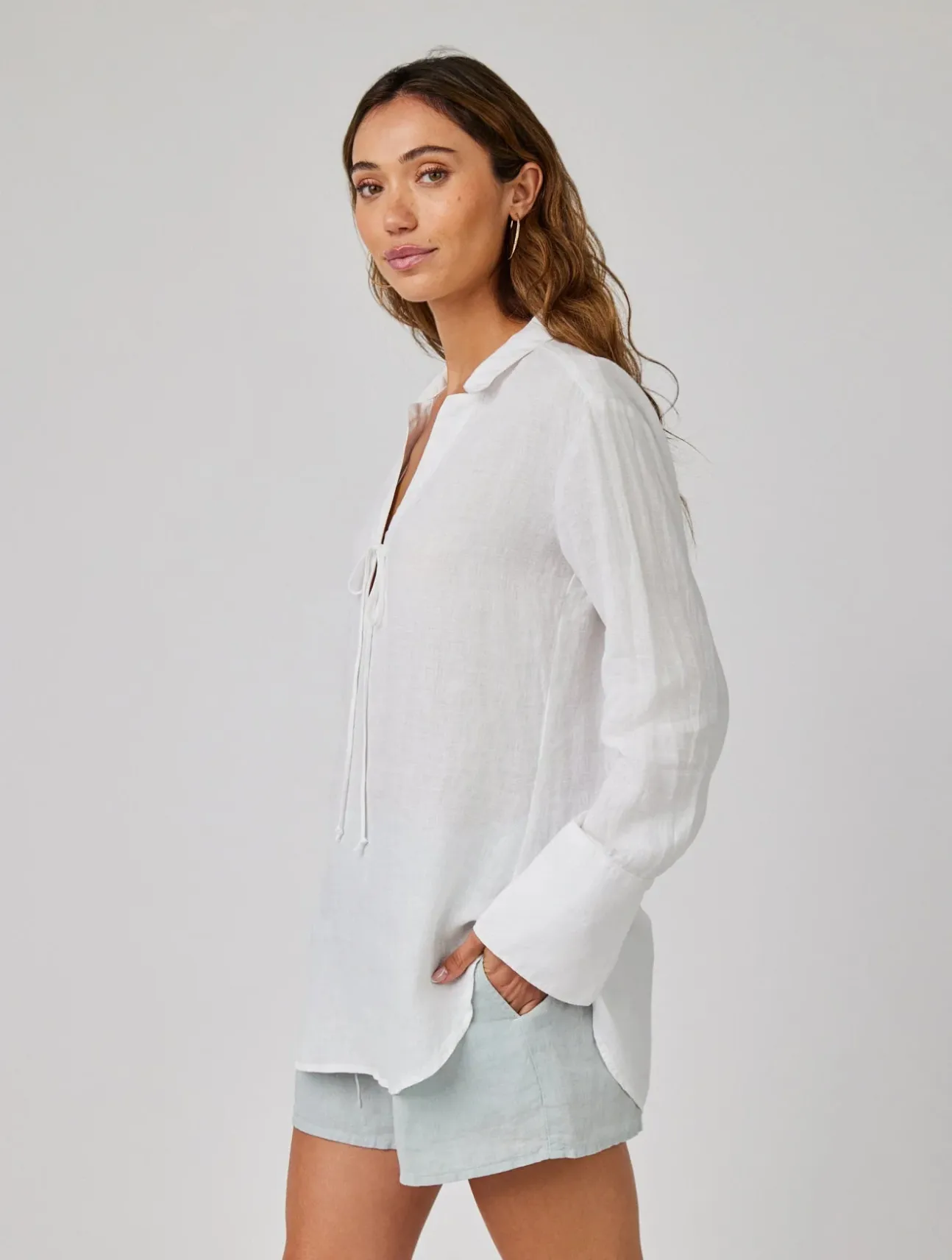 Linen Tie Neck Tunic