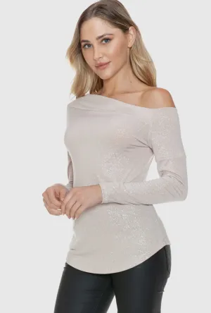 Long Sleeve Black Sparkle Top(pic in Champayne)