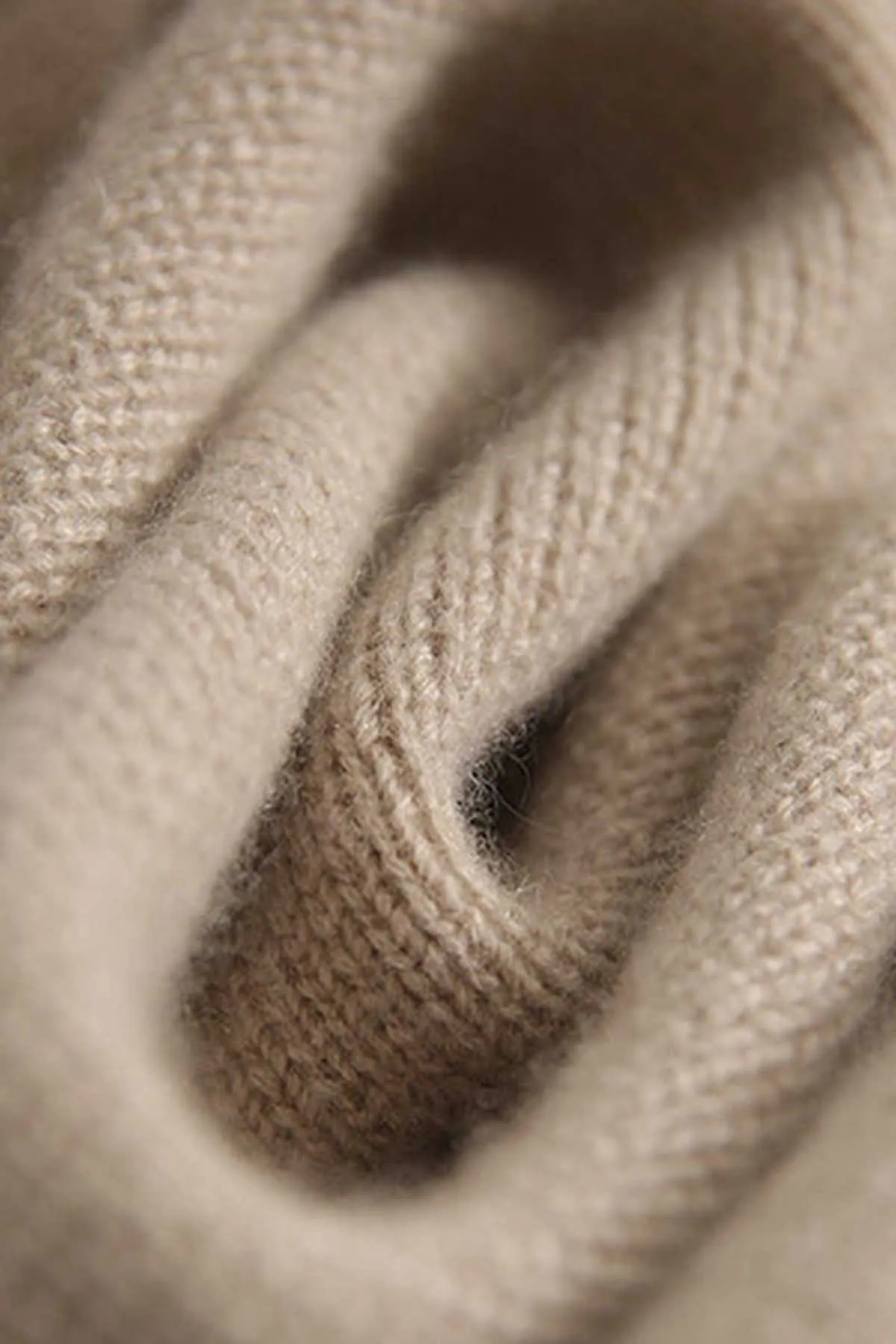 Loose Light Camel Turtleneck Button Thick Knit Sweaters Long Sleeve