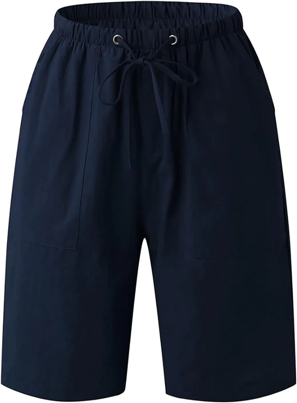 Mens Casual 5"/ 7" Cotton Linen Shorts Elastic Waist Drawstring Workout Running Jogging Summer Beach Shorts Pockets