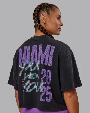Miami 2025 FLXCotton Cropped Tee - Black-Purple Swirl