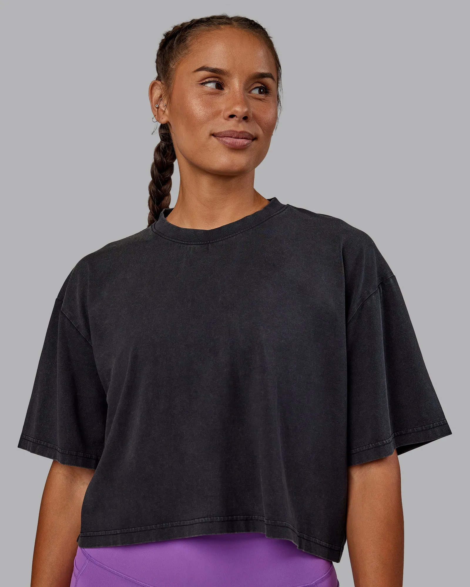 Miami 2025 FLXCotton Cropped Tee - Black-Purple Swirl