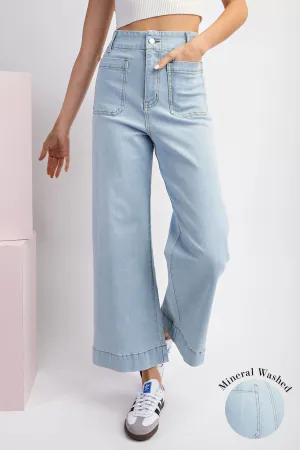MINERAL WASHED DENIM PANTS