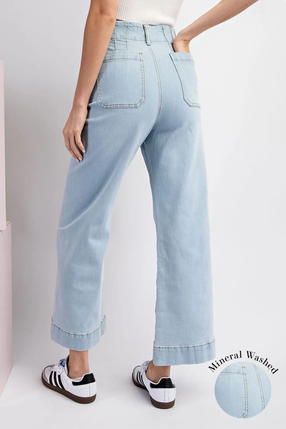 MINERAL WASHED DENIM PANTS