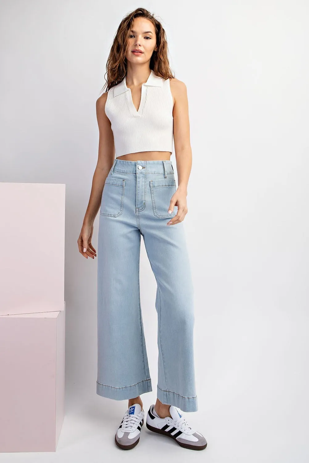 MINERAL WASHED DENIM PANTS