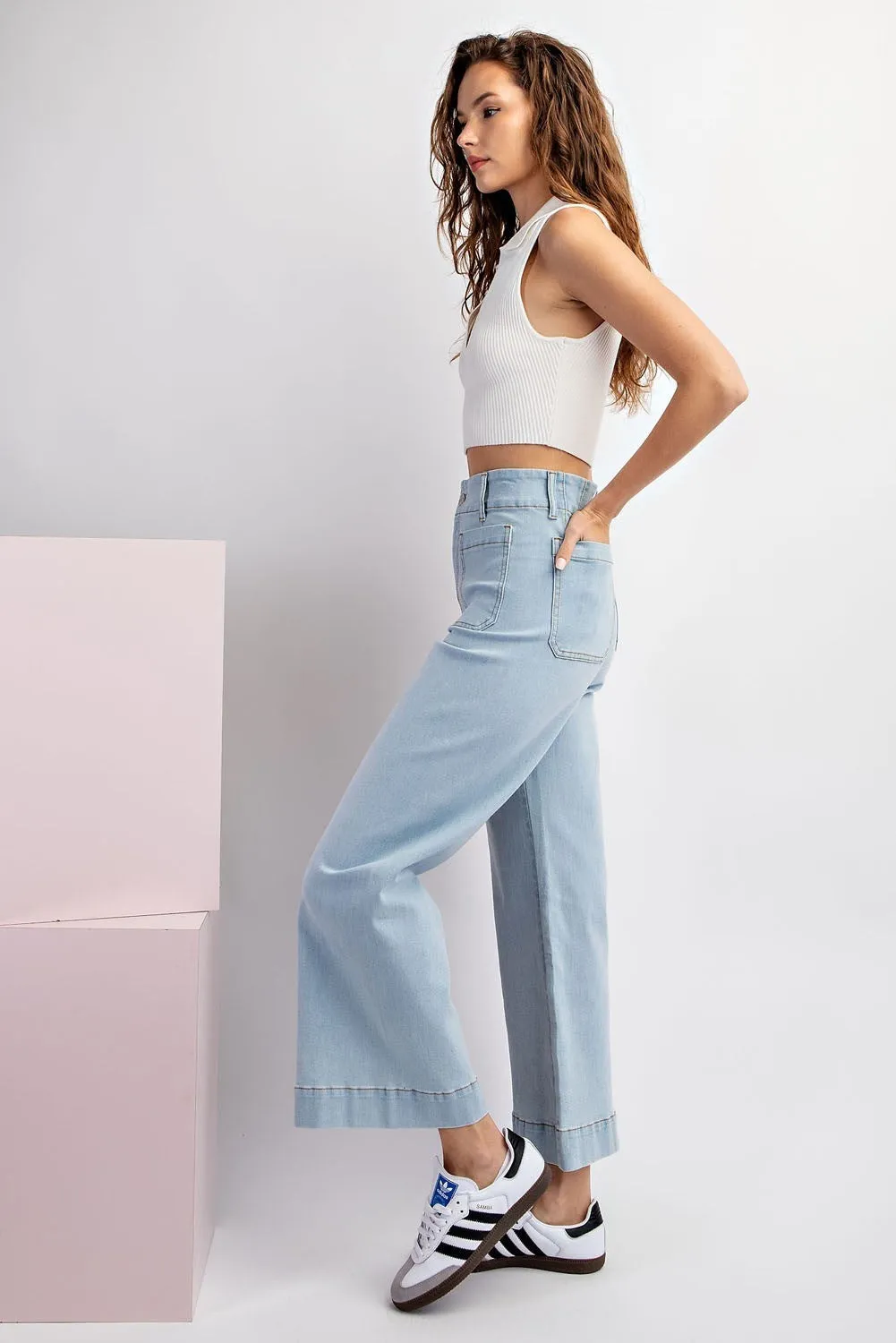 MINERAL WASHED DENIM PANTS