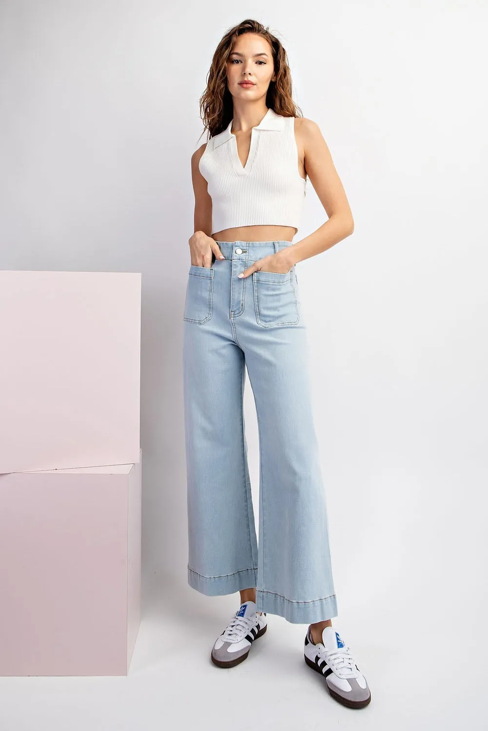 MINERAL WASHED DENIM PANTS