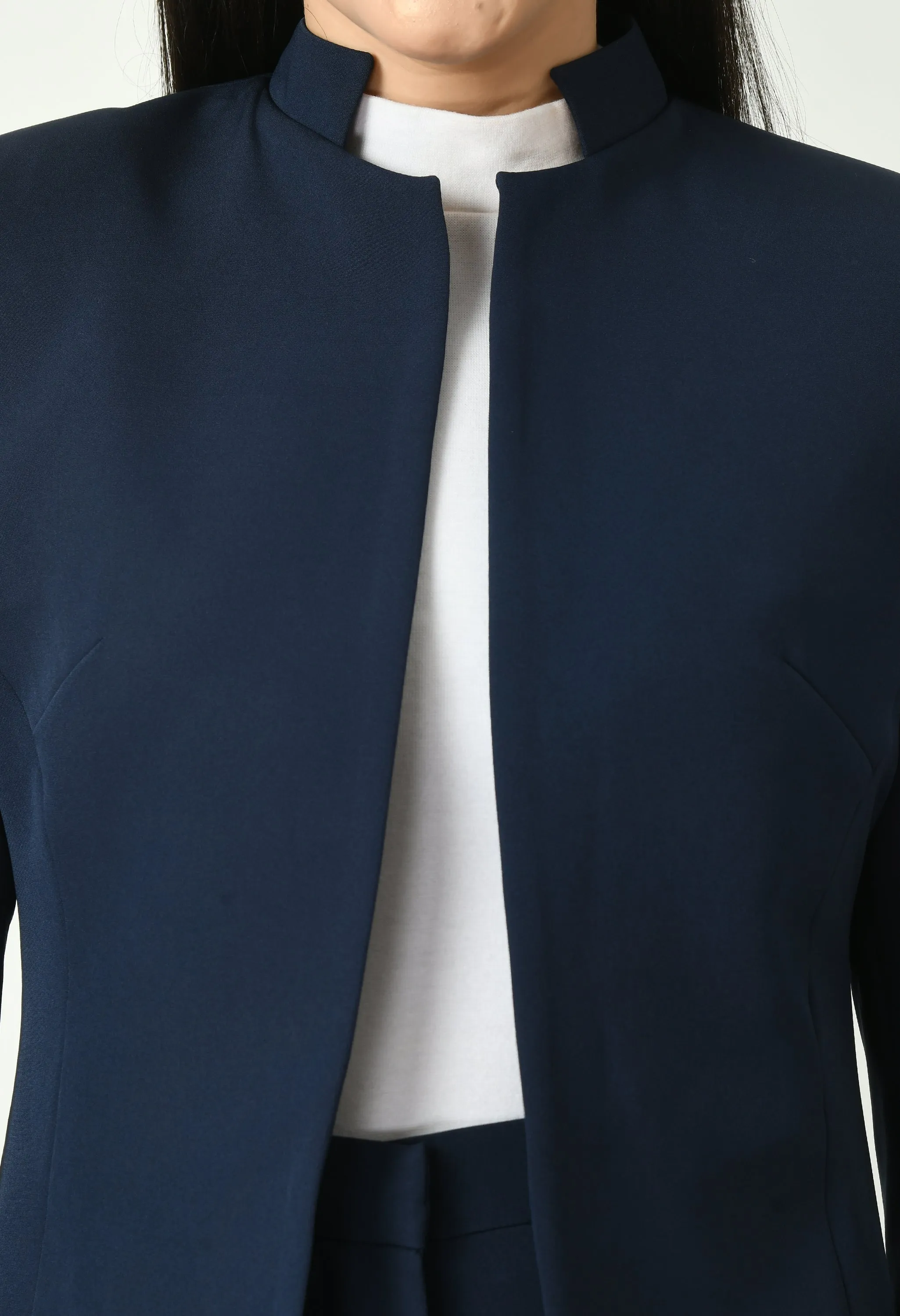 Navy Blue Cotton Blend Supremacy Solid Trench Coat