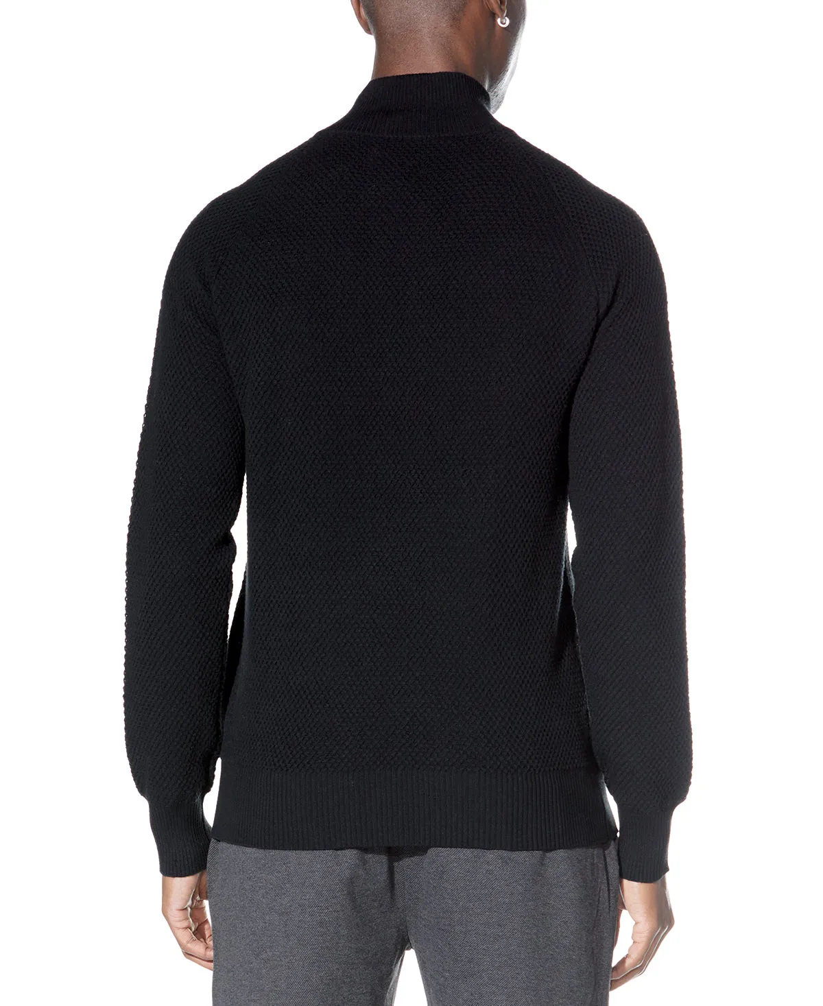 Nikhil Zip Funnel Neck Sweater (Black)