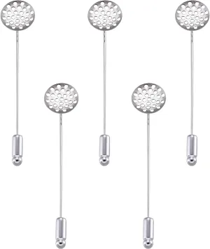 Pandahall 5pcs Platinum Brooch Tie Pin Lapel Pin Tie Tack Back Brooch Collar Clip Sharp Tip Flat Pad with Stopper Brooch Pins Brooch Bezel Blank Making