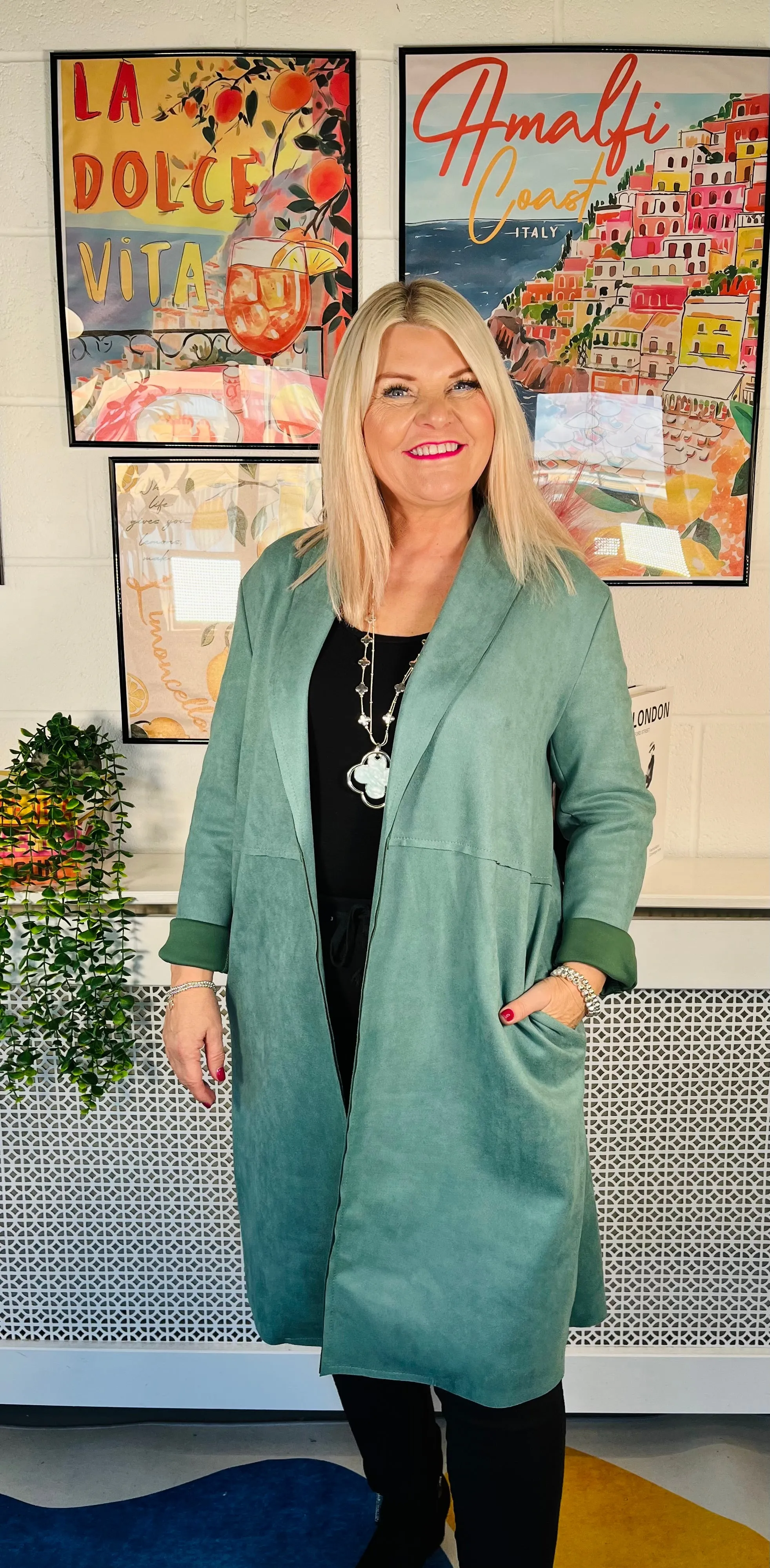 Portia Suede Effect Jacket - Mint Green