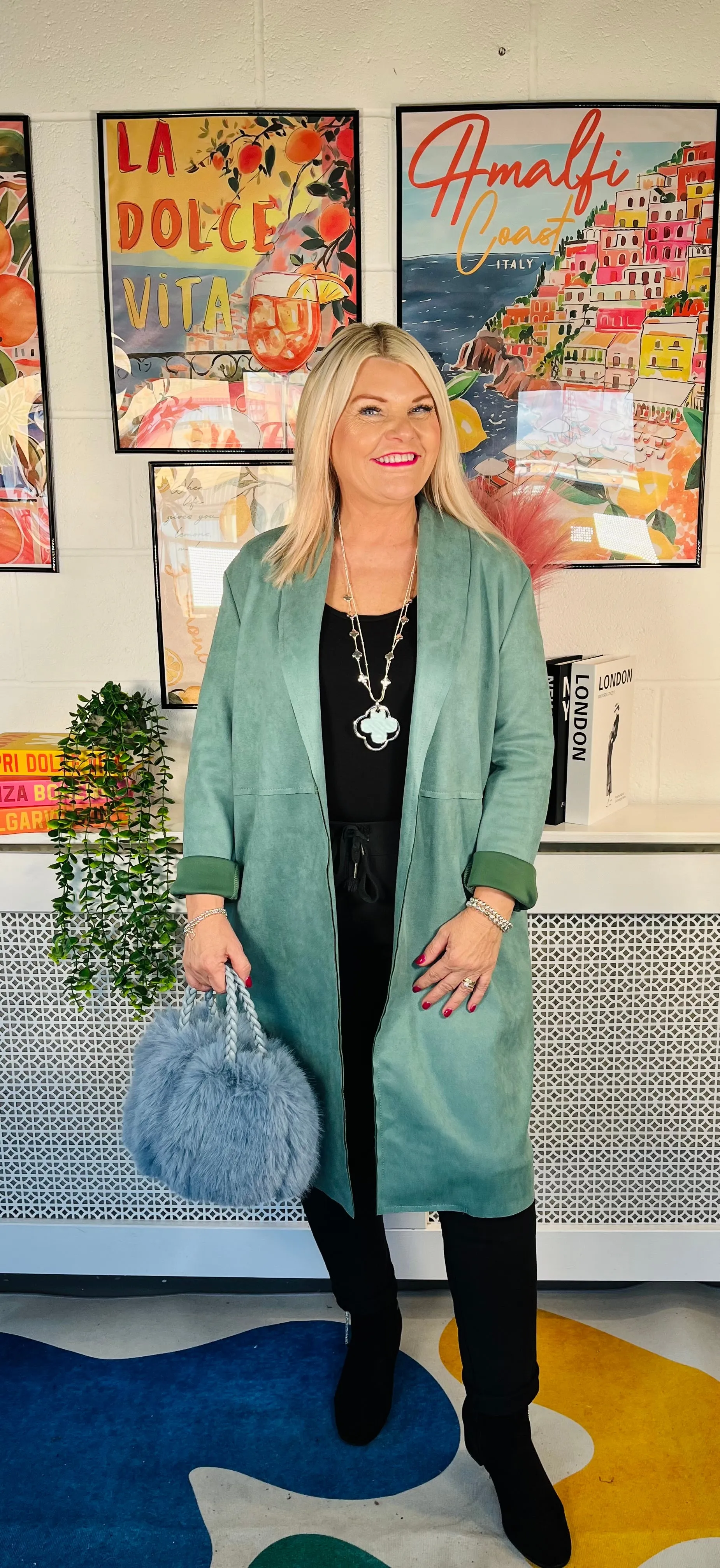 Portia Suede Effect Jacket - Mint Green