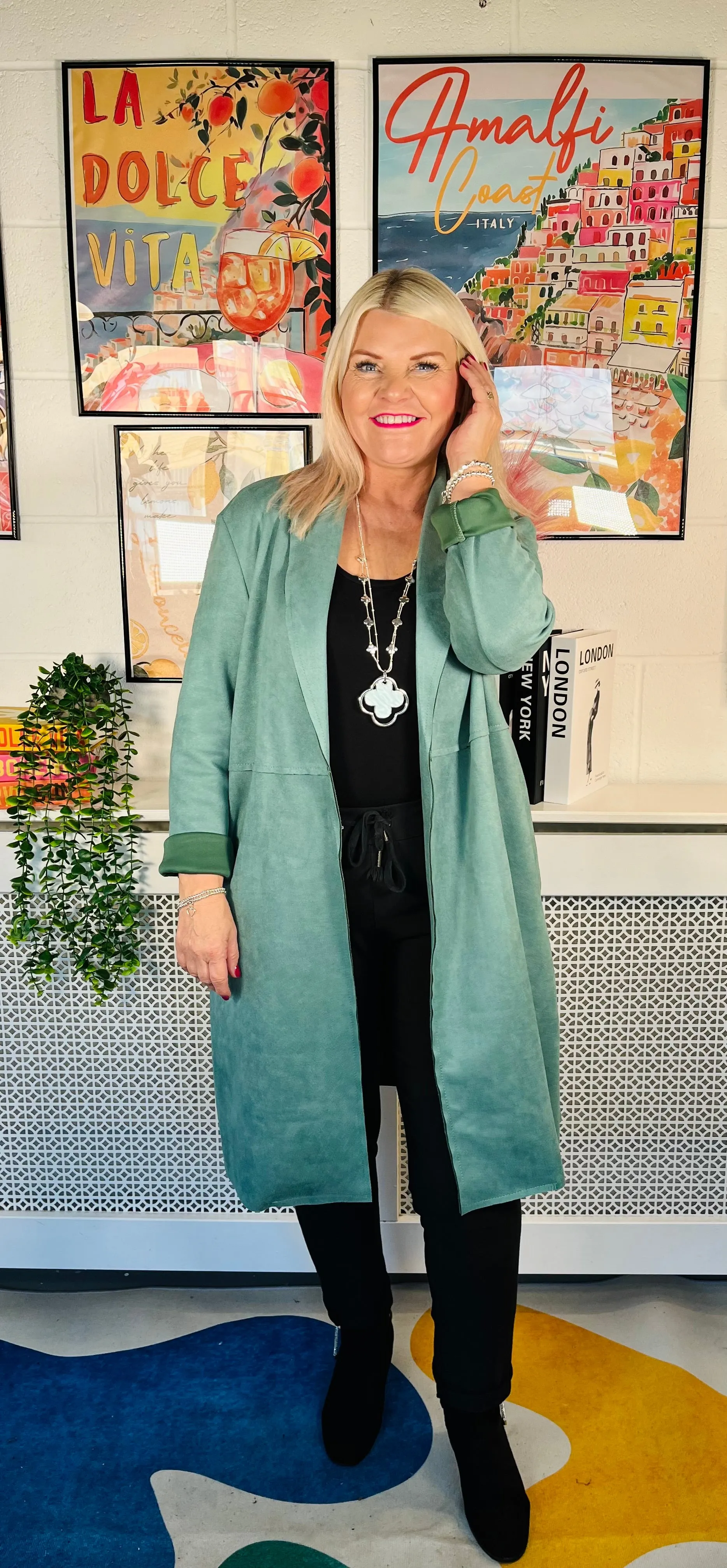 Portia Suede Effect Jacket - Mint Green
