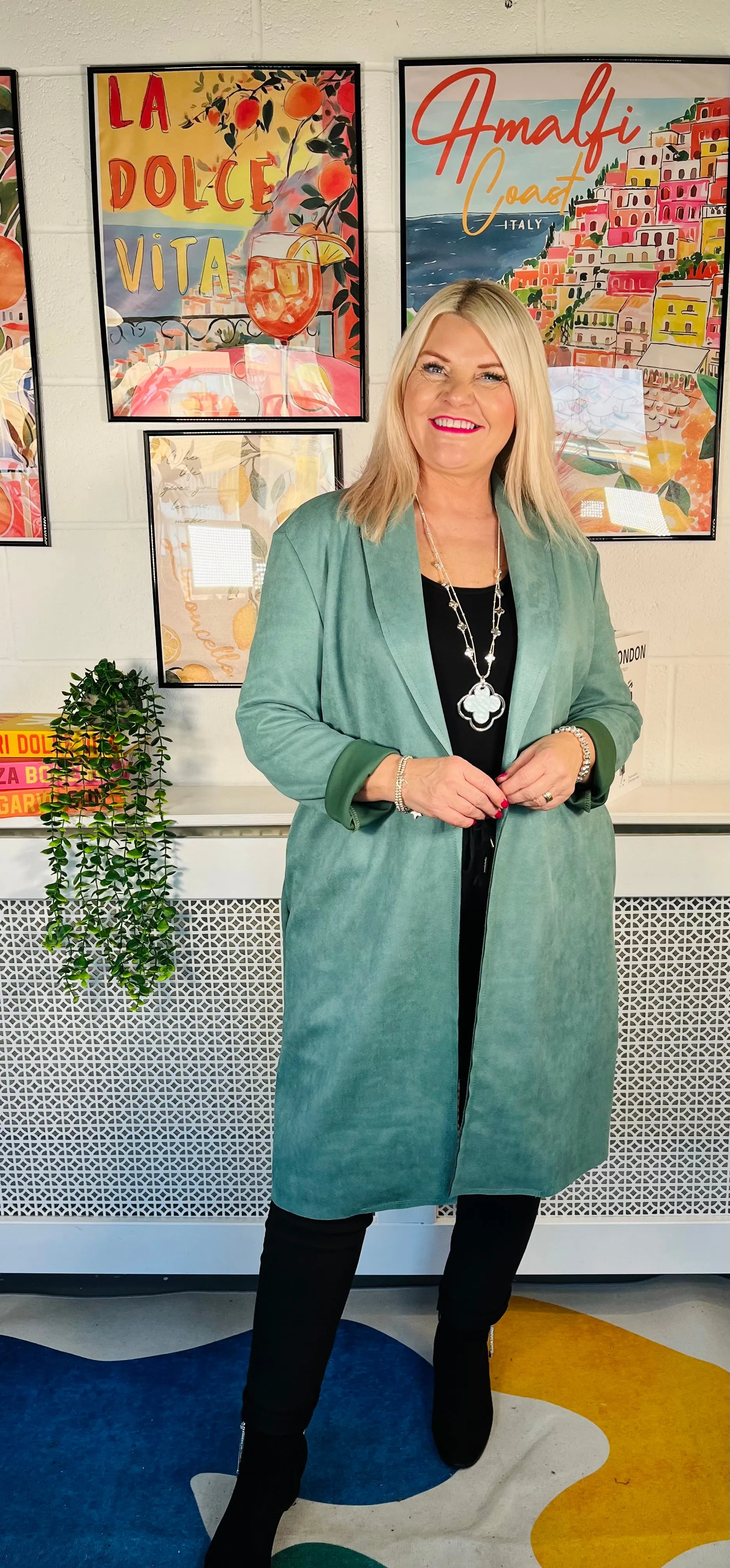 Portia Suede Effect Jacket - Mint Green