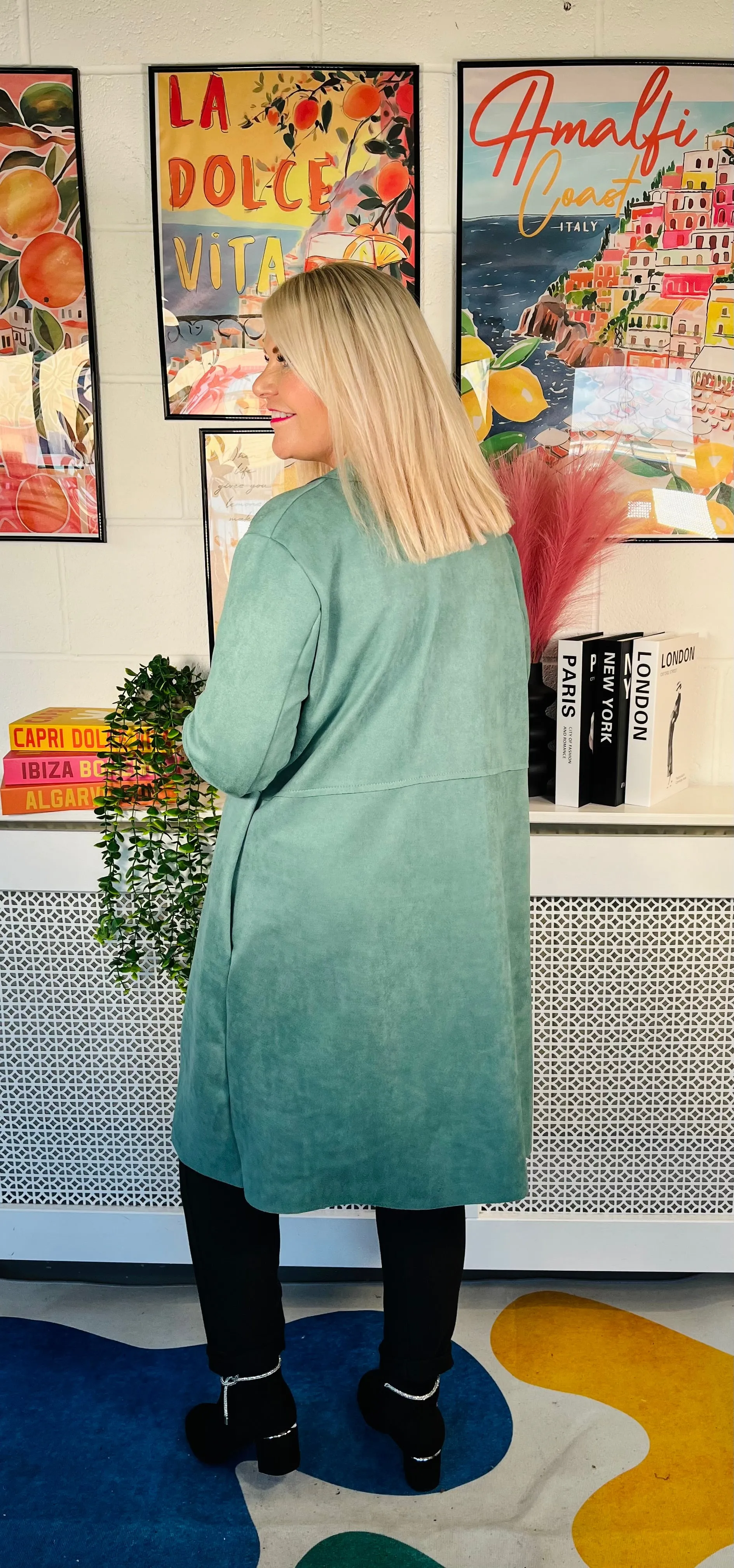 Portia Suede Effect Jacket - Mint Green