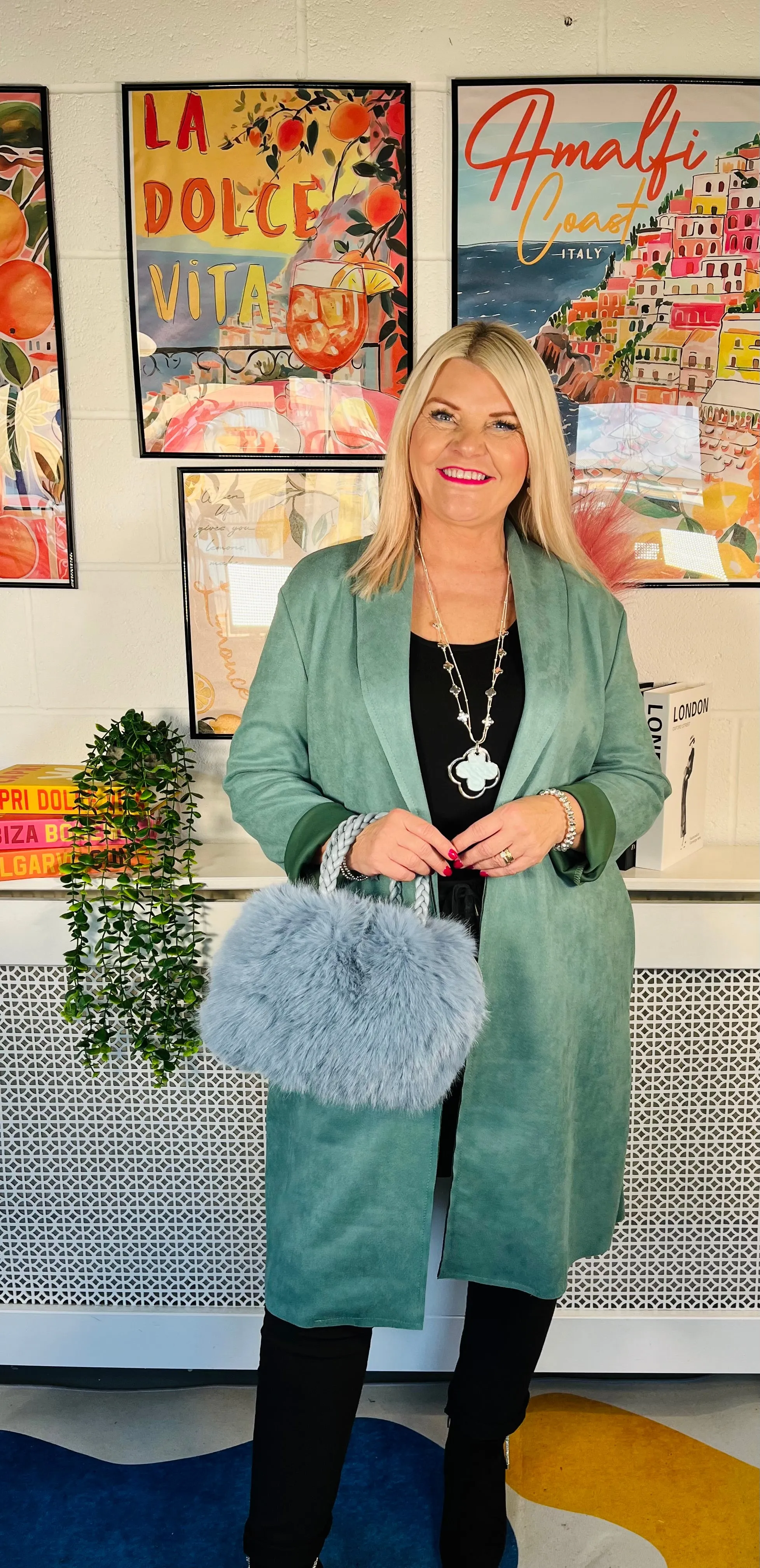 Portia Suede Effect Jacket - Mint Green