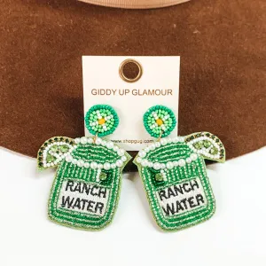 Ranch Water Beaded Cocktail Earrings in Green