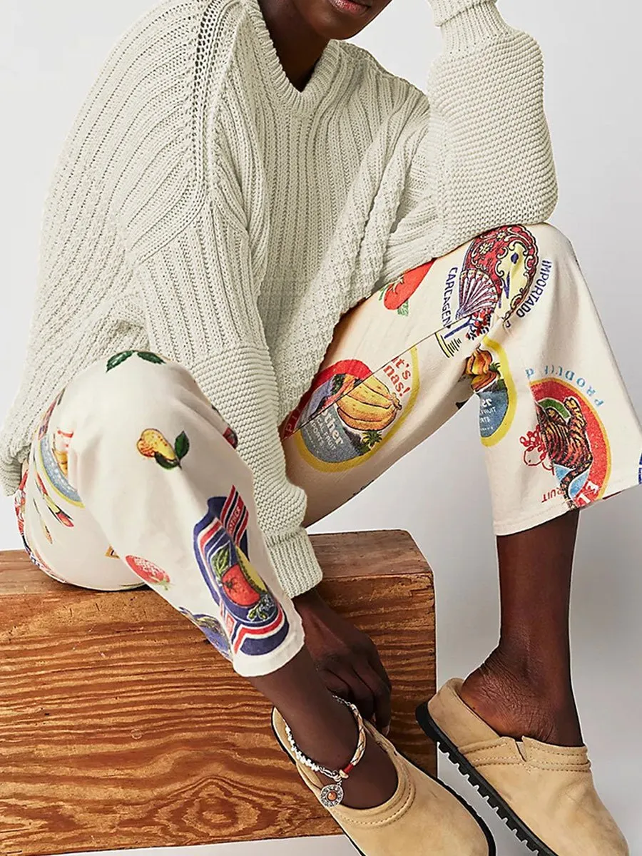 Relaxed Fit Solid Color Round Neck Sweater
