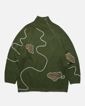 Relief High Neck Knit - Olive Leaf