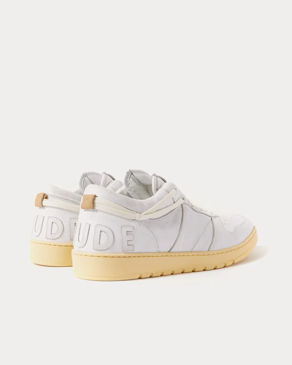 Rhecess Distressed Leather White Low Top Sneakers