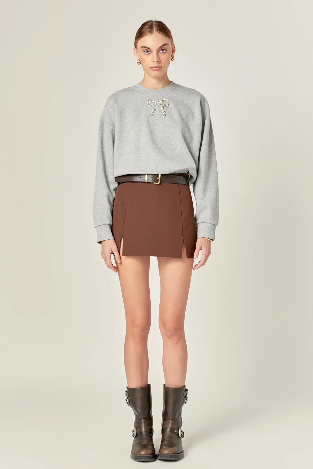 Rhinestone Bow Sweatshirt