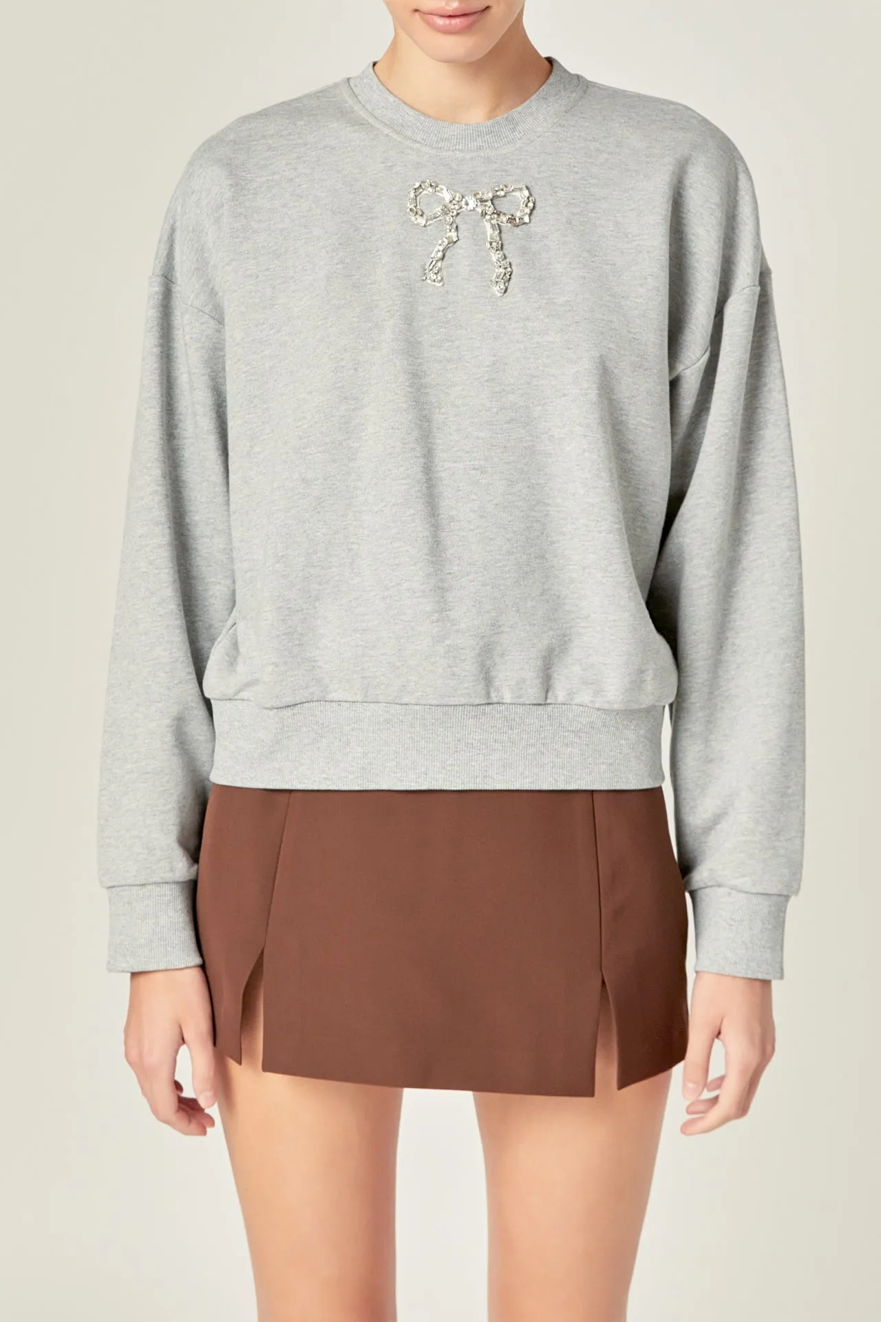 Rhinestone Bow Sweatshirt