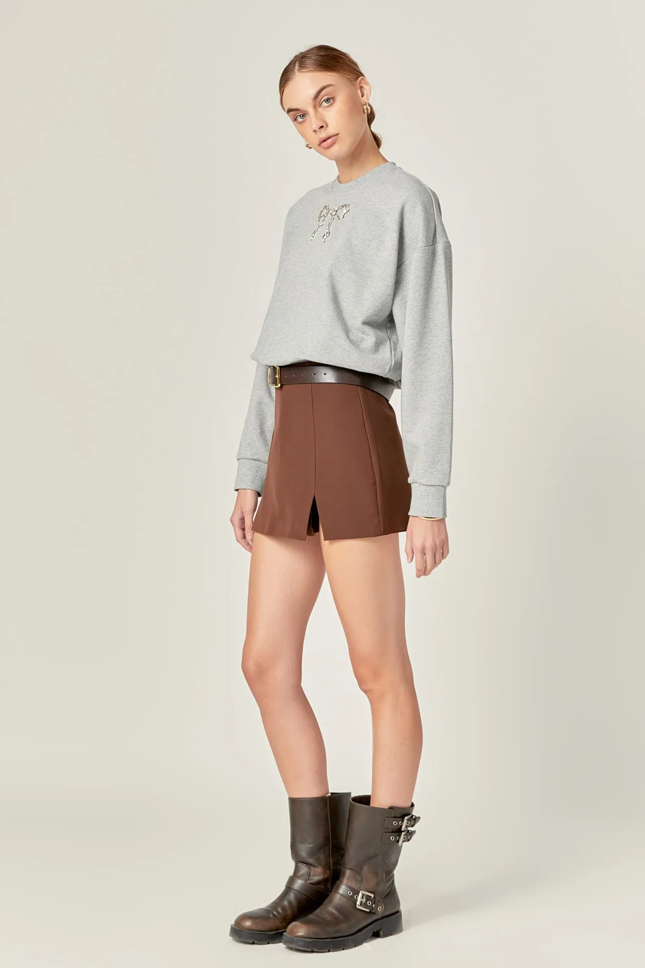 Rhinestone Bow Sweatshirt