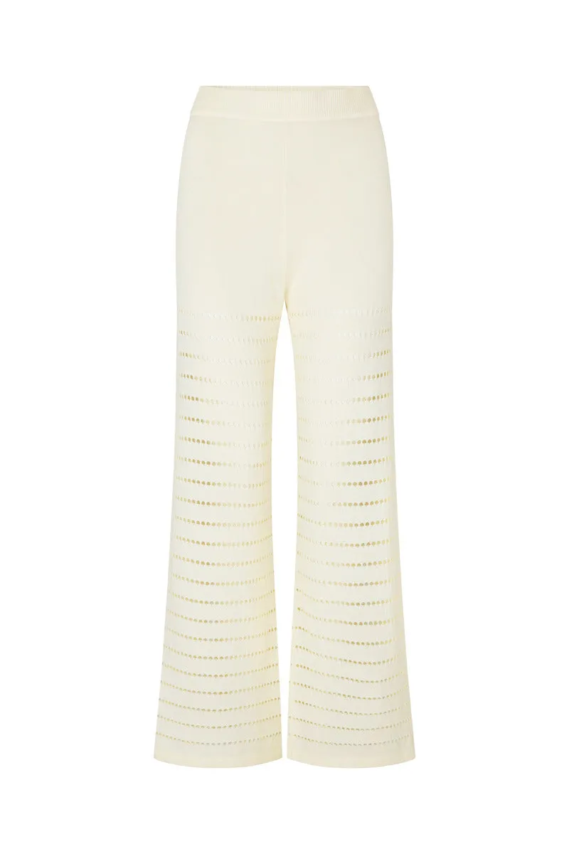 RIPPLES KNIT CROP PANT - CREAM