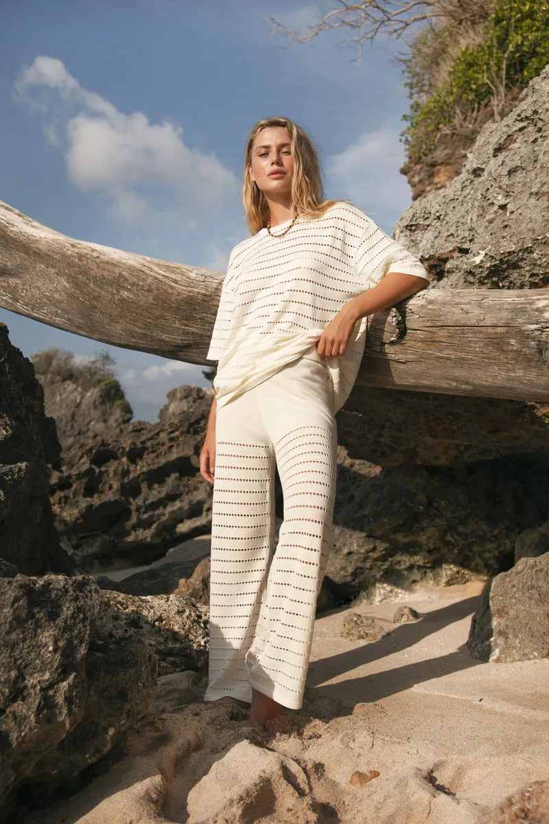 RIPPLES KNIT CROP PANT - CREAM