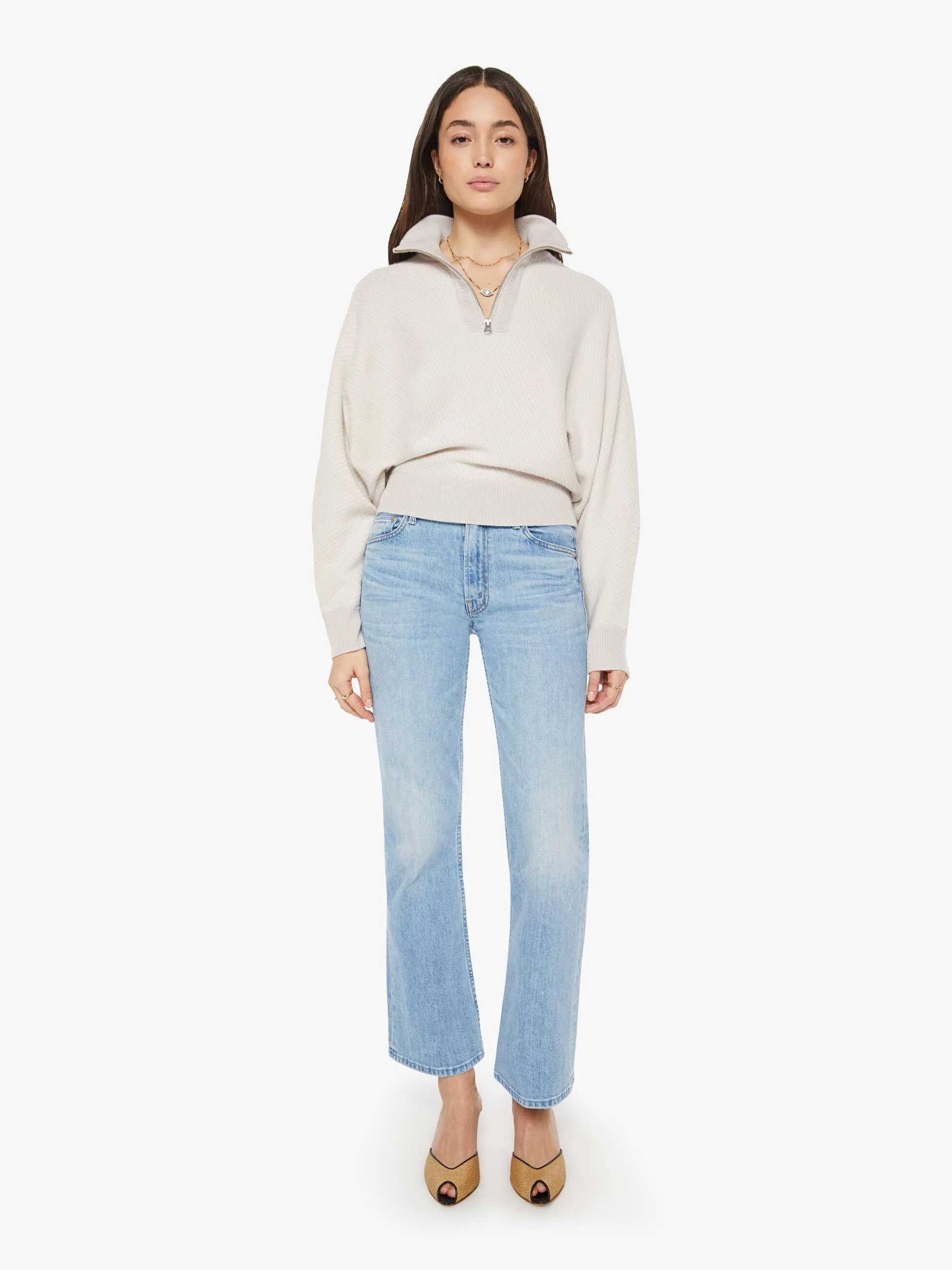 SABLYN Amber Mock Neck Half Zip Dolman - Himalaya Gardenia