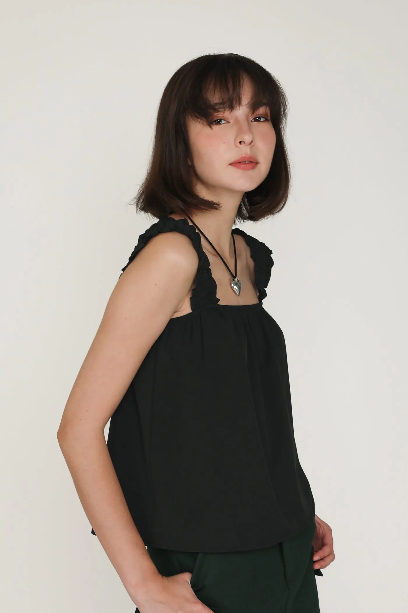 Sebelle Ruched Strap Flare Top