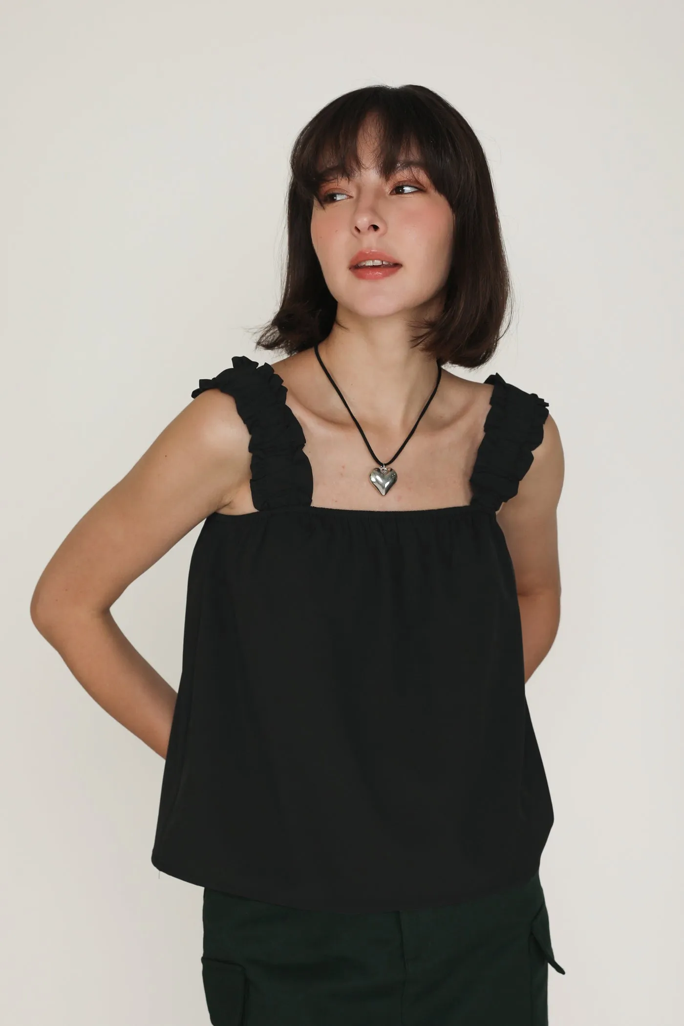 Sebelle Ruched Strap Flare Top