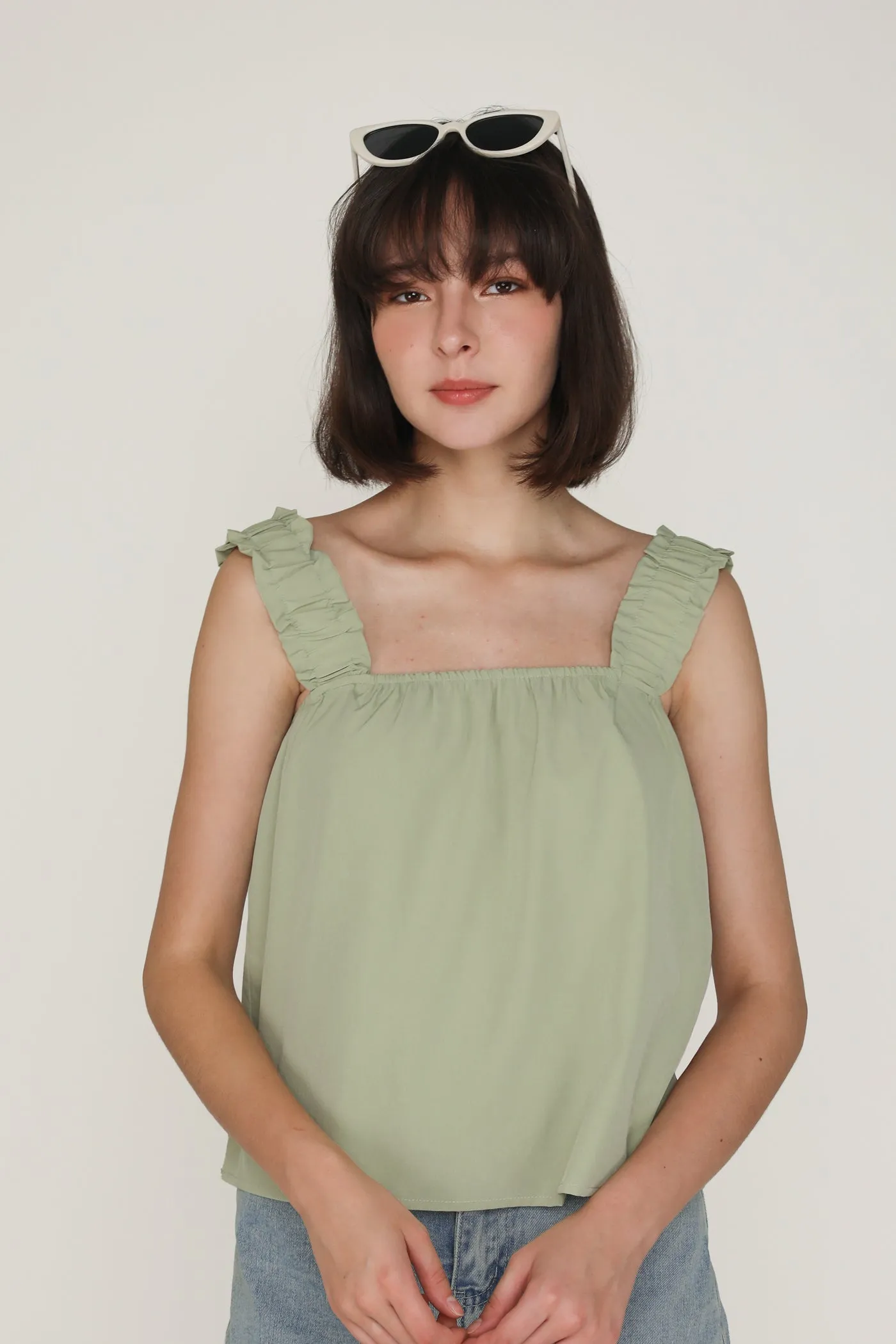Sebelle Ruched Strap Flare Top