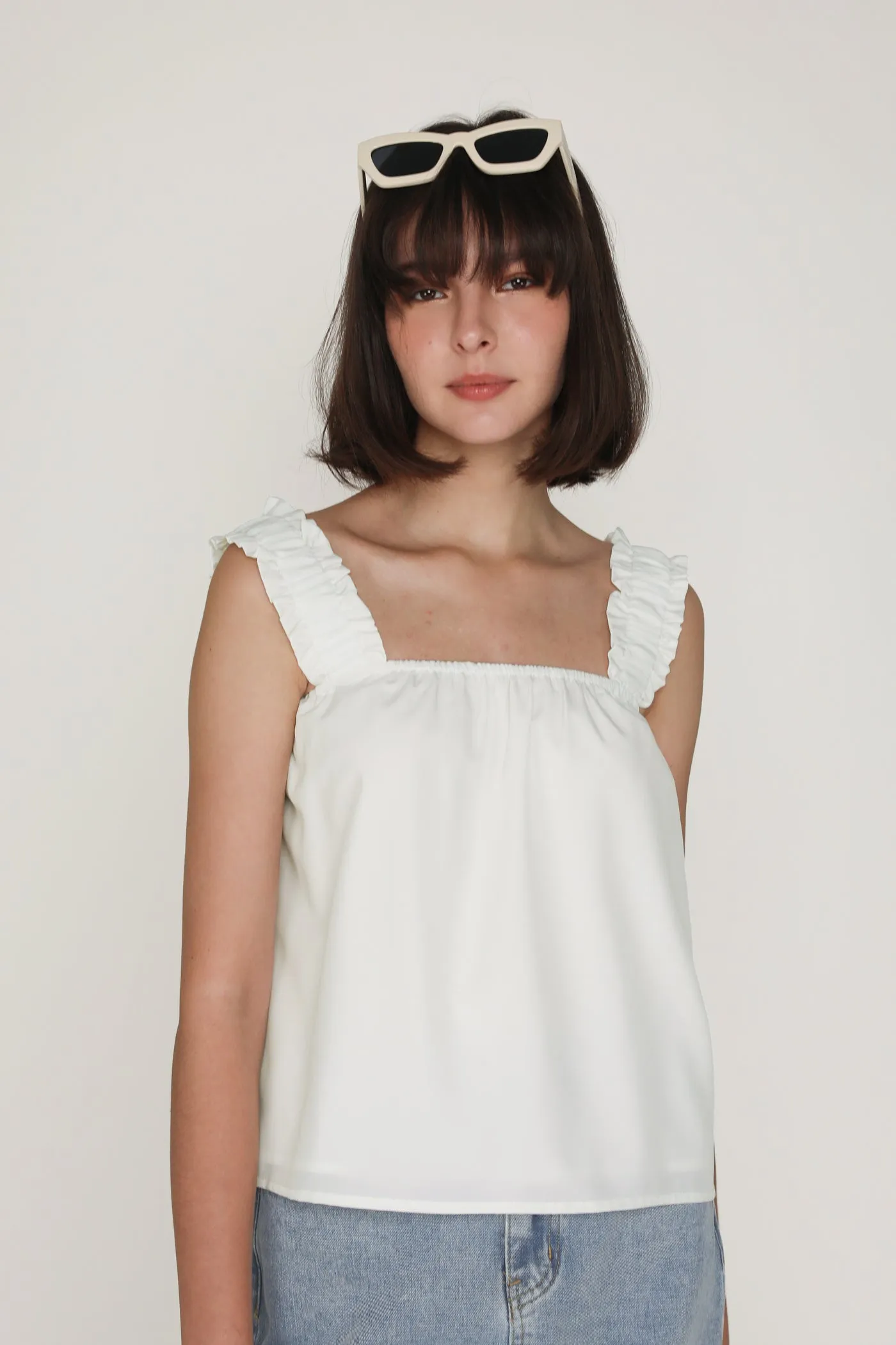Sebelle Ruched Strap Flare Top