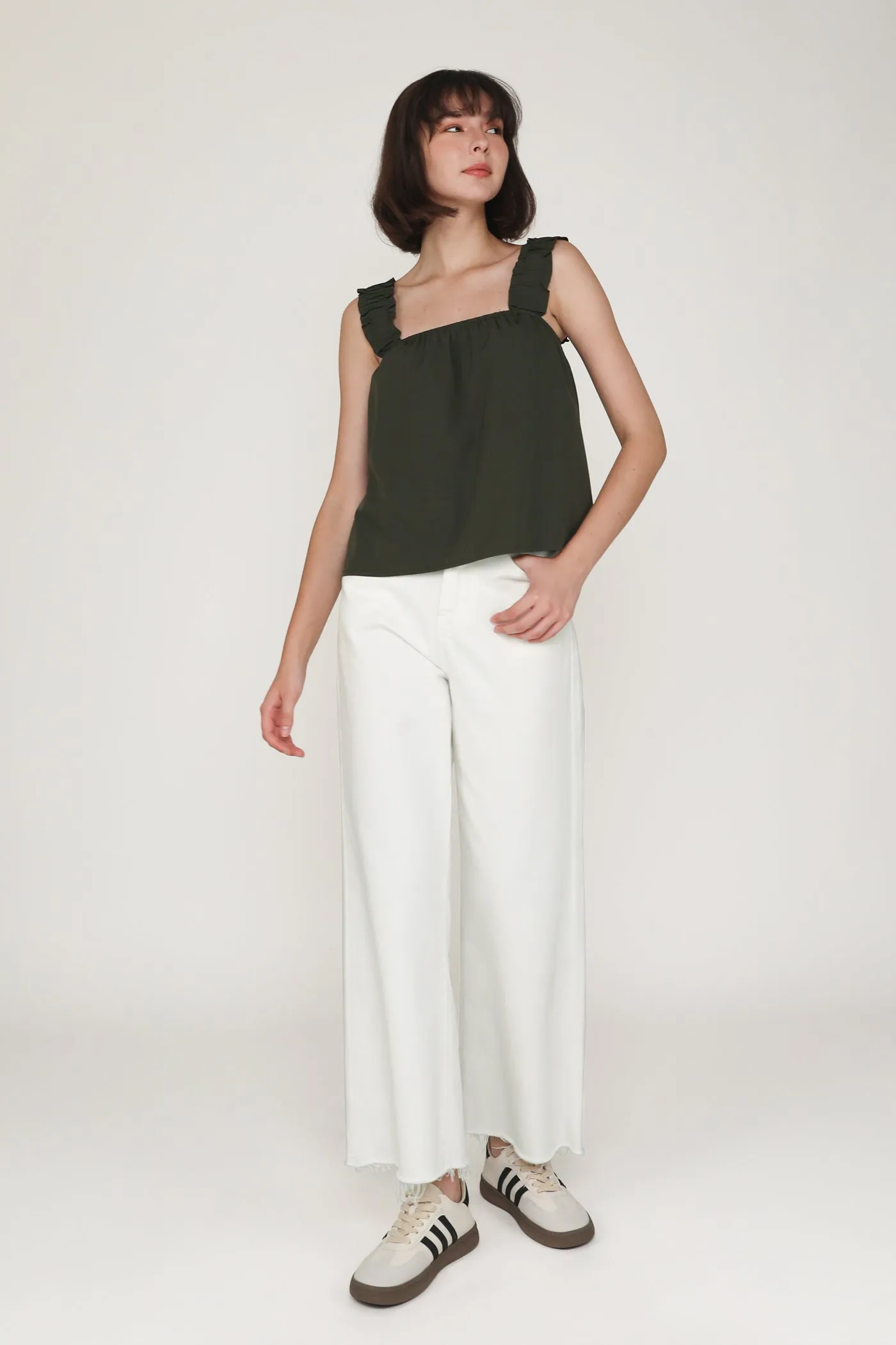 Sebelle Ruched Strap Flare Top