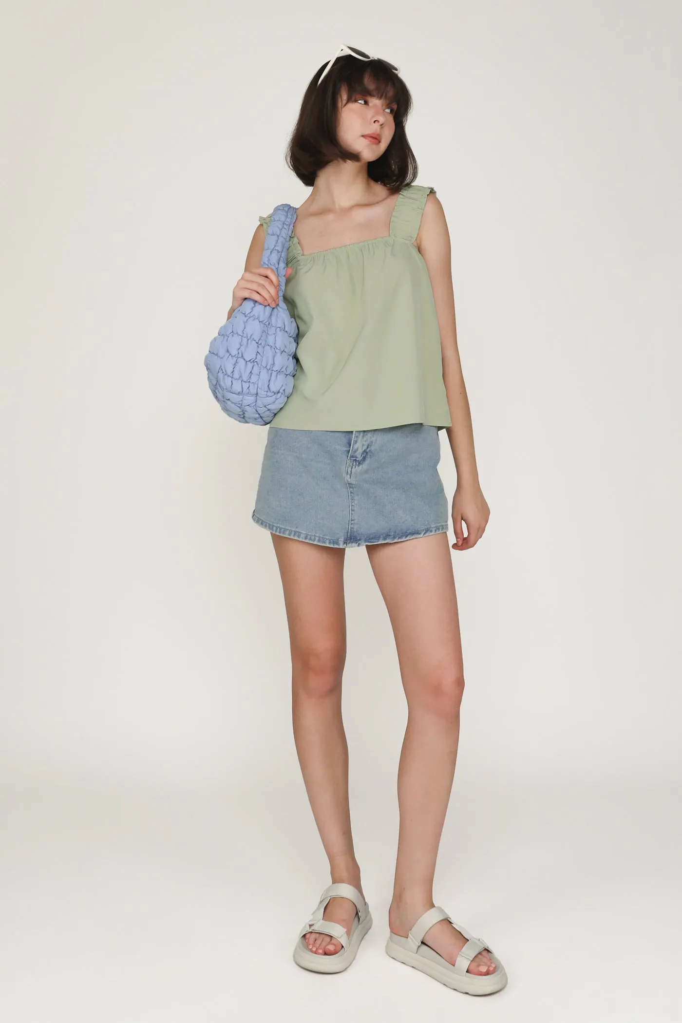 Sebelle Ruched Strap Flare Top