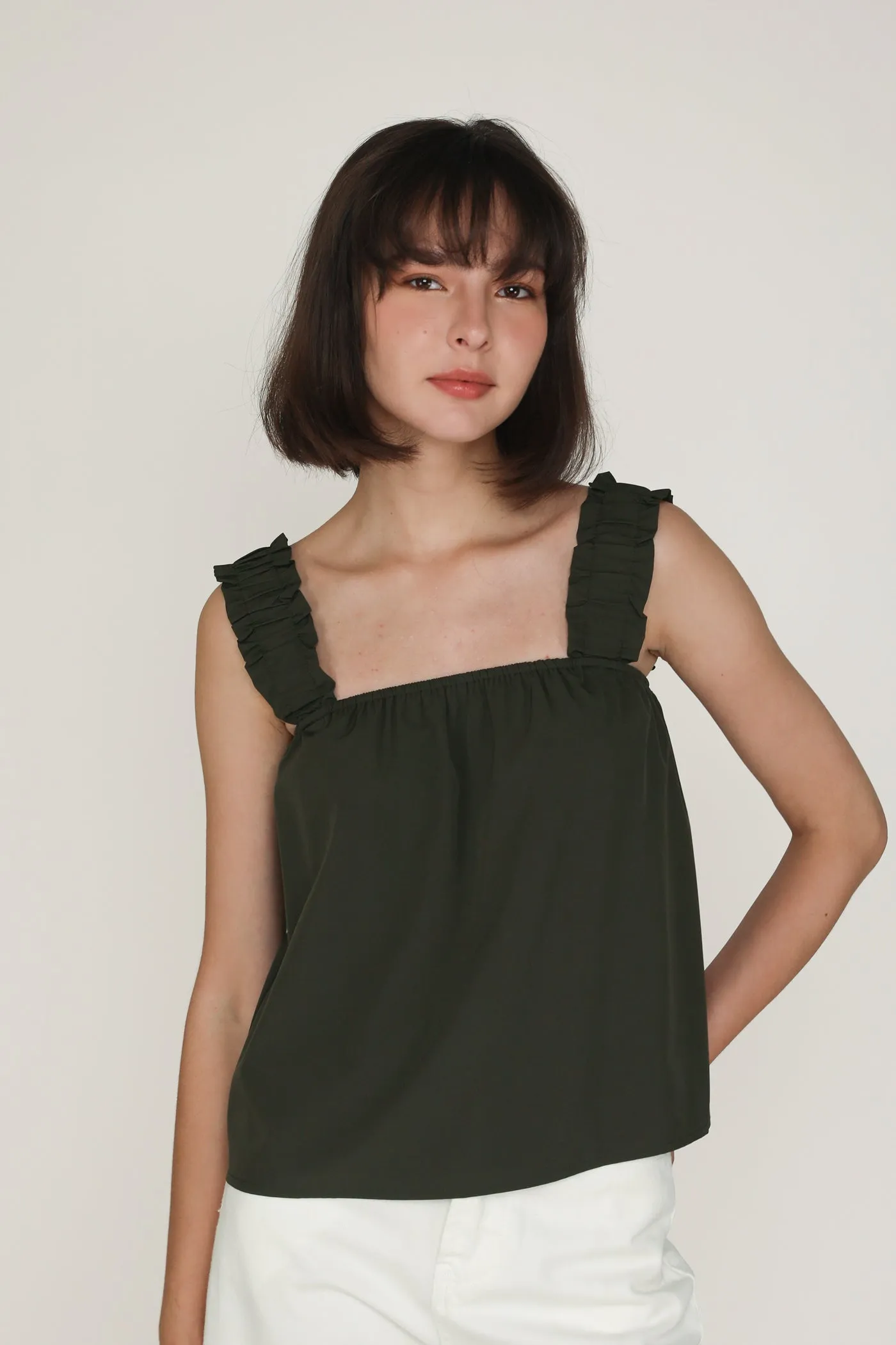 Sebelle Ruched Strap Flare Top