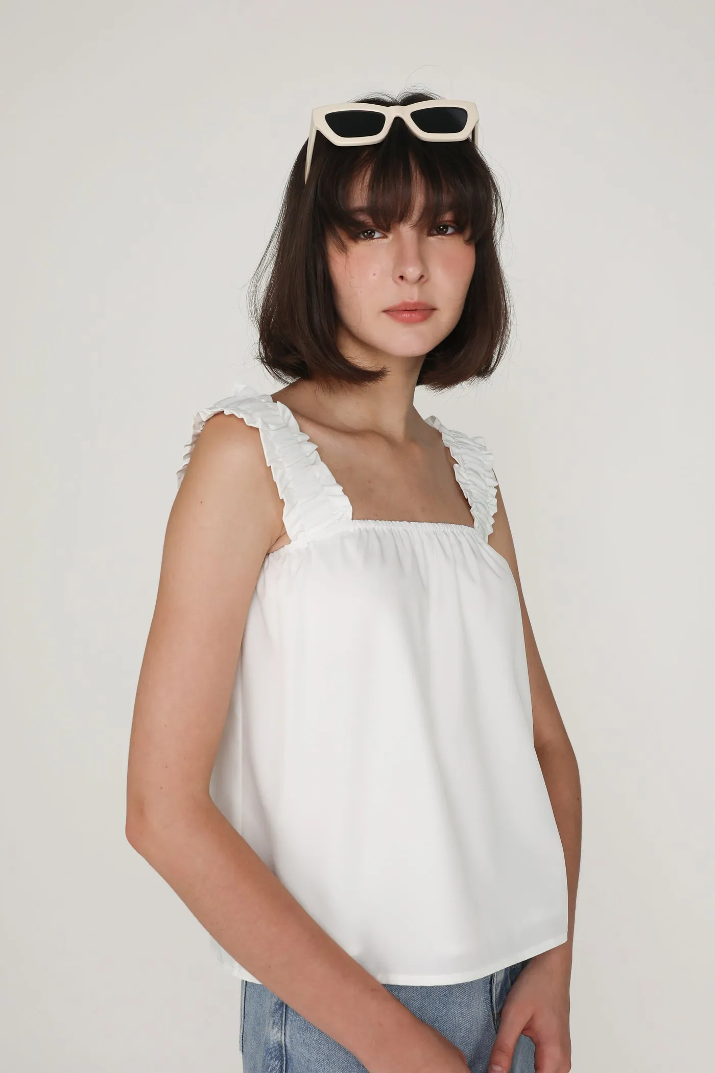 Sebelle Ruched Strap Flare Top
