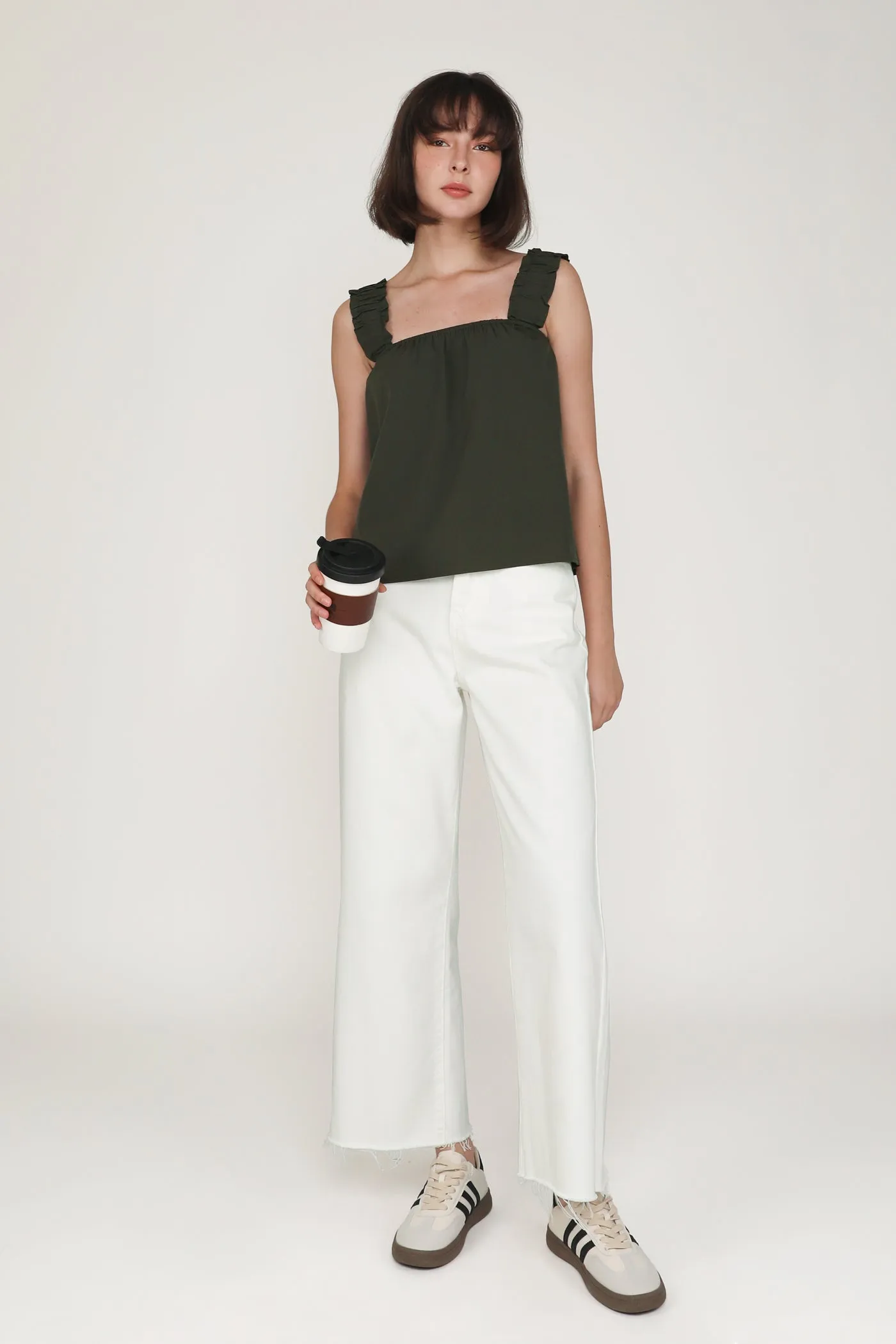 Sebelle Ruched Strap Flare Top