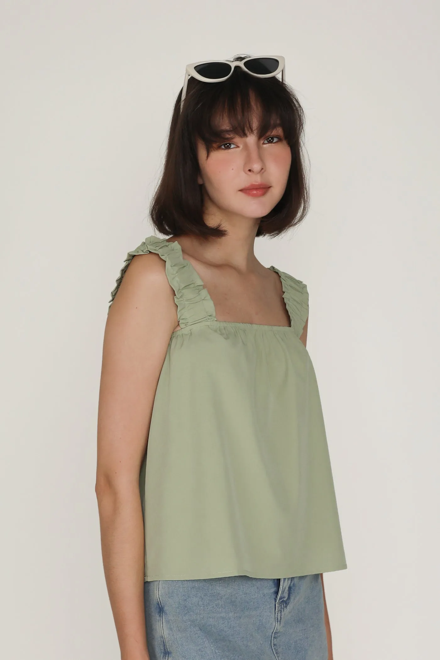 Sebelle Ruched Strap Flare Top