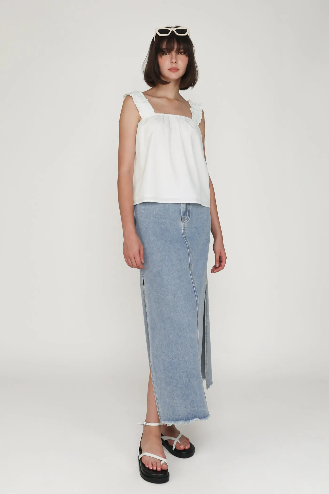 Sebelle Ruched Strap Flare Top