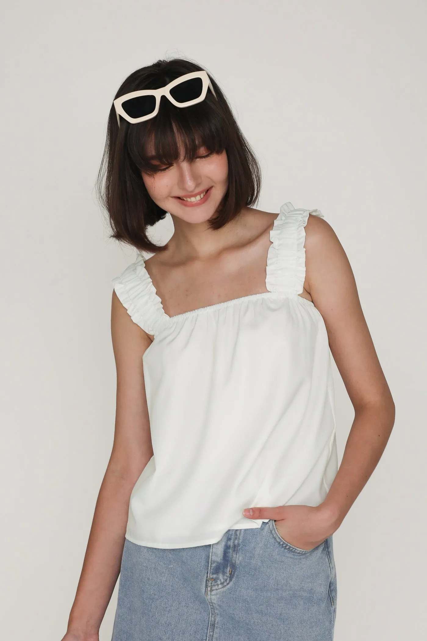 Sebelle Ruched Strap Flare Top