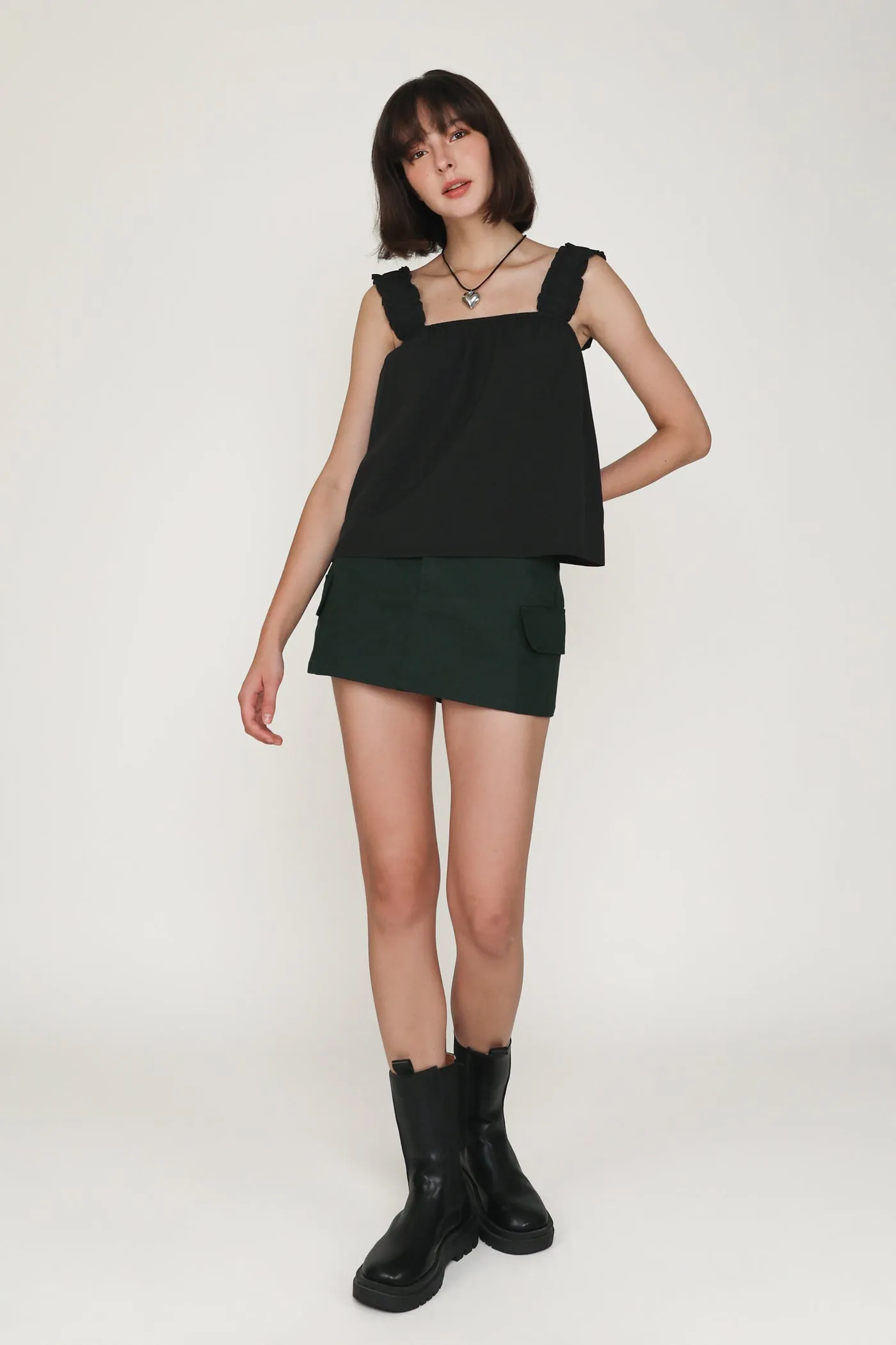 Sebelle Ruched Strap Flare Top