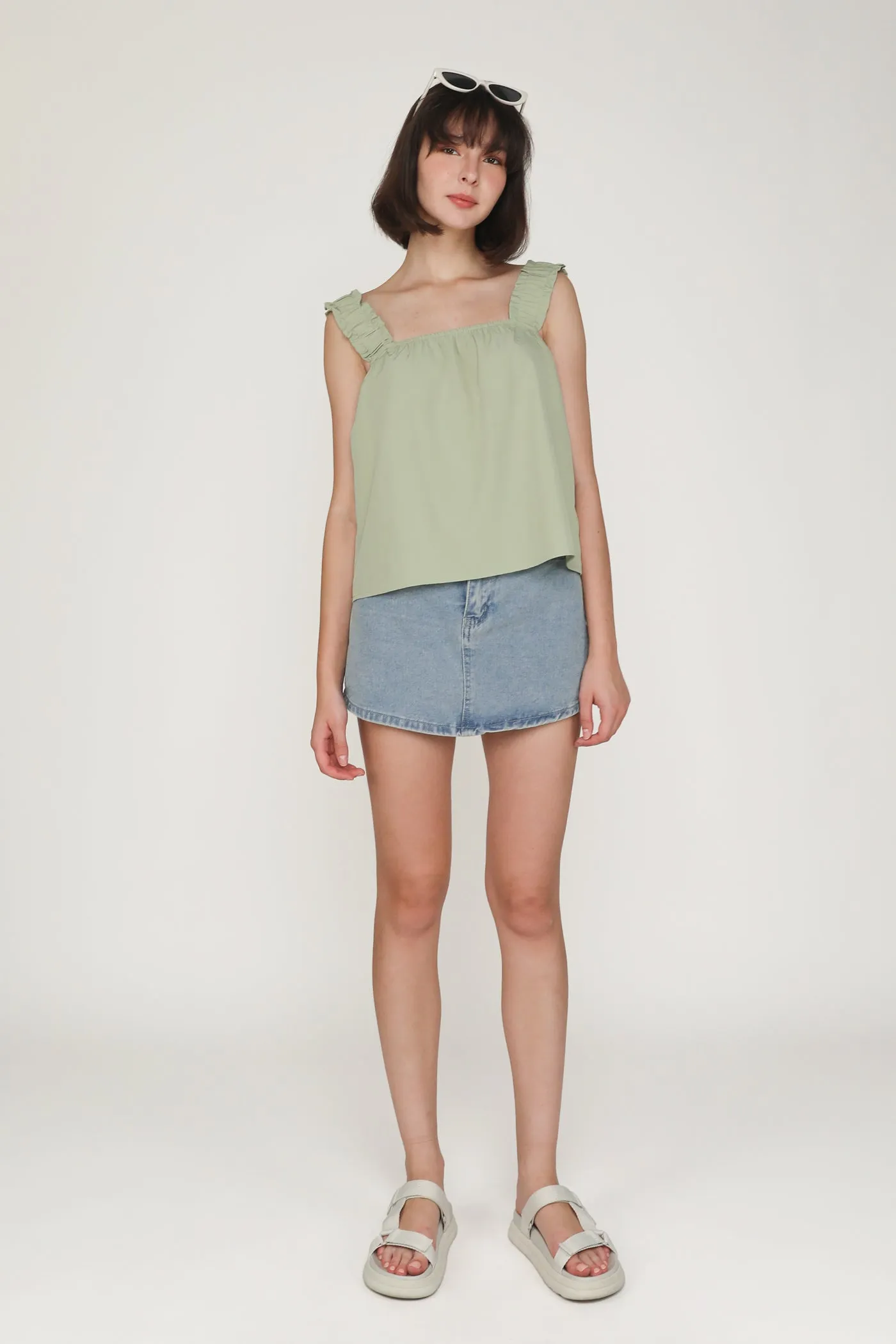 Sebelle Ruched Strap Flare Top