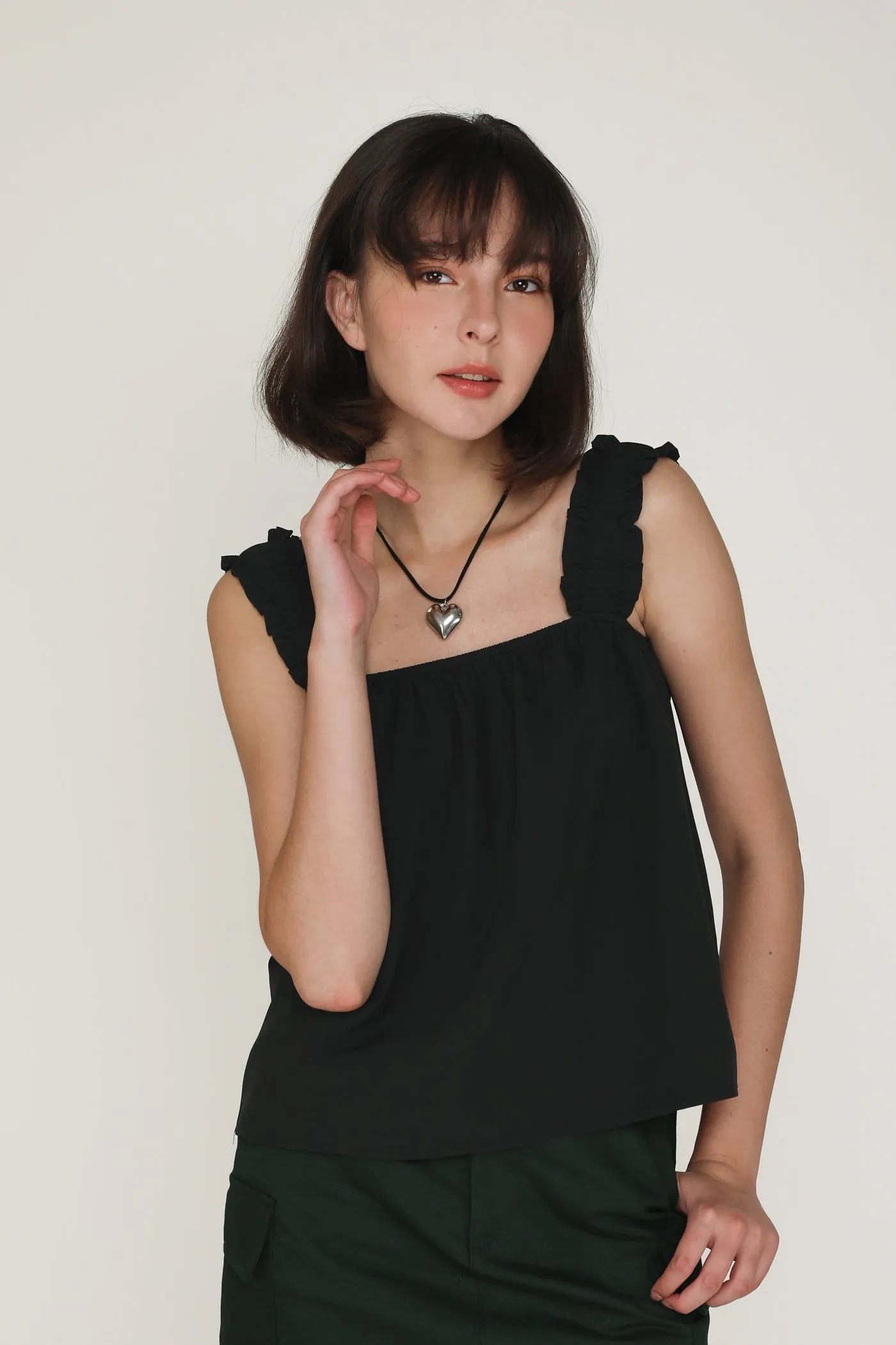 Sebelle Ruched Strap Flare Top